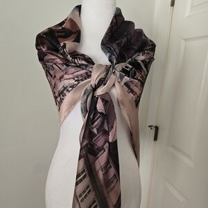 Maxx Studio Sand Colored Paris Roof Tops Square Scarf